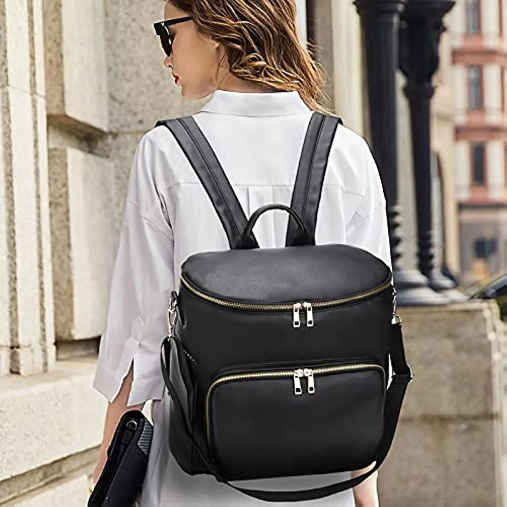 Sac a dos a langer en cuir noir