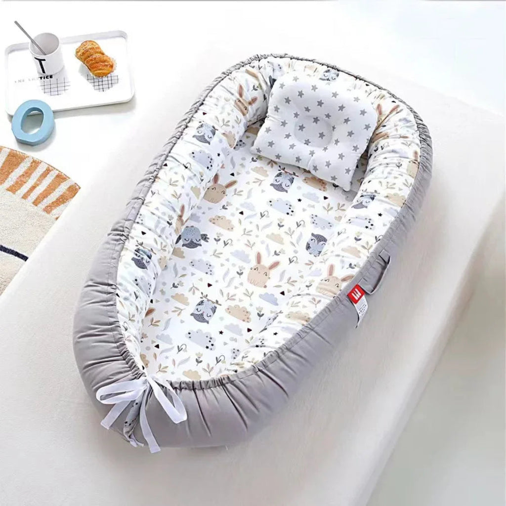tour de lit - réducteur de lit bébé  gris Motifs lapin