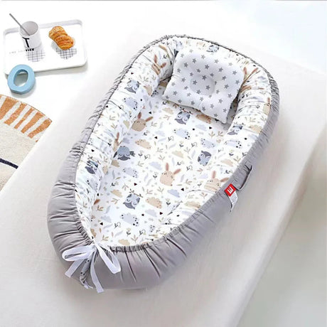 tour de lit - réducteur de lit bébé  gris Motifs lapin