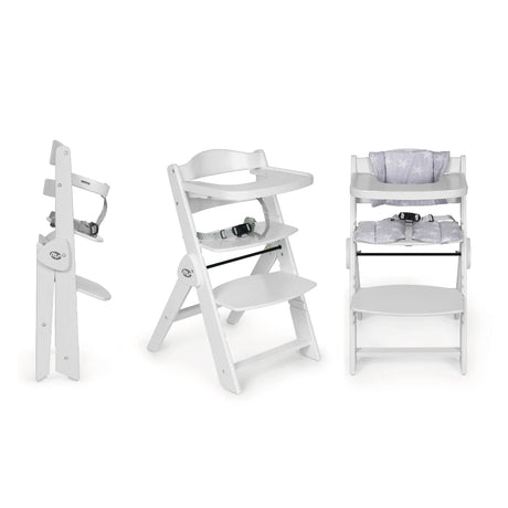 Chaise haute bébé évolutive en bois Blanche et Grise