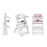 Chaise haute bébé évolutive en bois Blanc et Rose