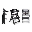 Chaise haute bébé évolutive en bois Noire et gris