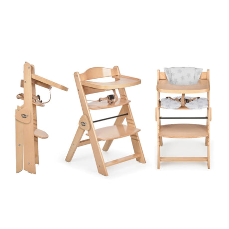 Chaise haute bébé évolutive en bois bois et blanc