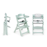 Chaise haute bébé évolutive en bois vert d'eau Blanc