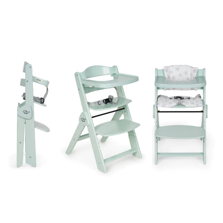 Chaise haute bébé évolutive en bois vert d'eau Blanc