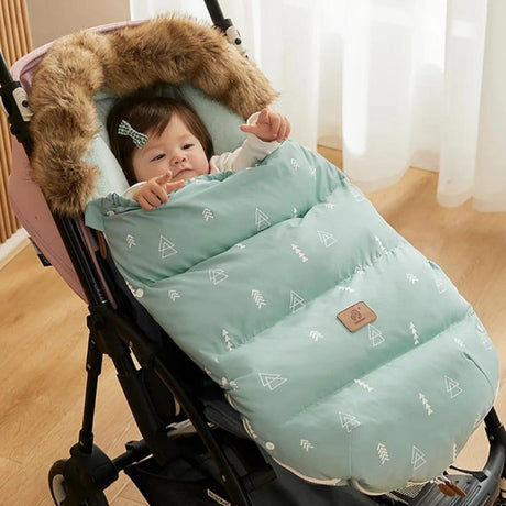 Chancelière bébé Universelle verte émeraude avec bébé