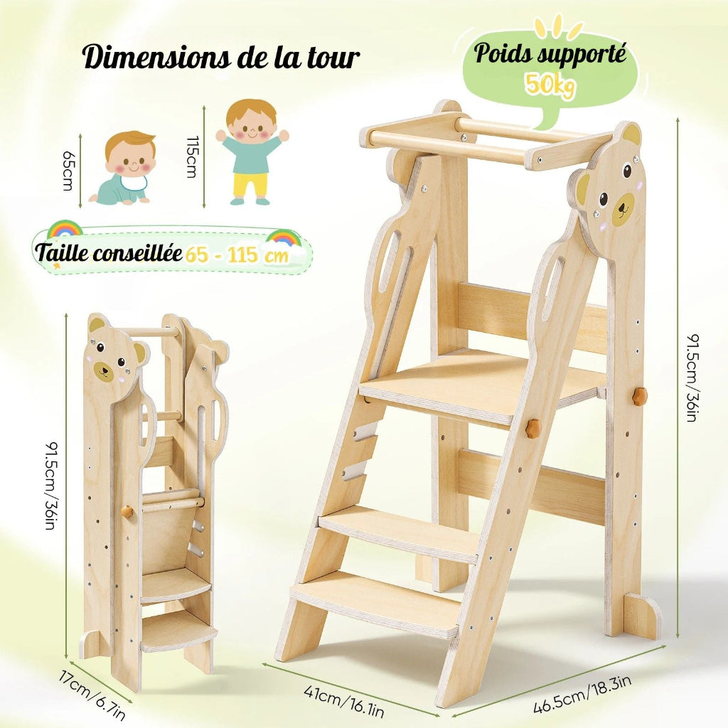 Dimensions Tour d'observation Pliable - Tour Montessori pliable 