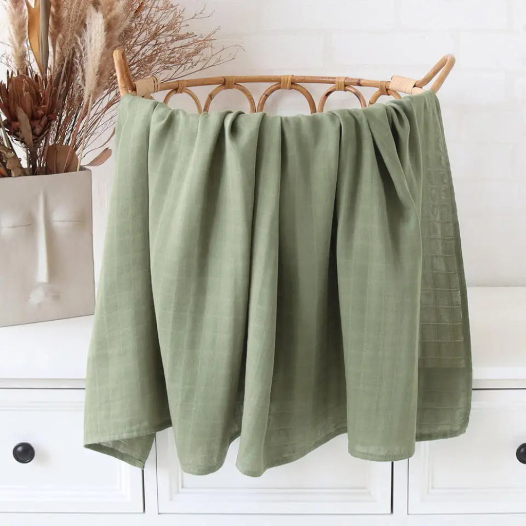 Lange bébé Couverture emmaillotage vert olive