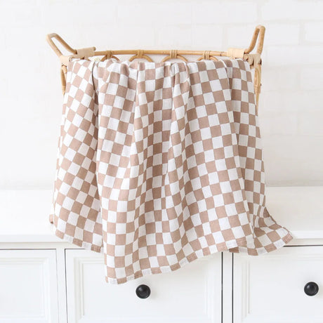 Lange bébé Couverture emmaillotage Damier Marron