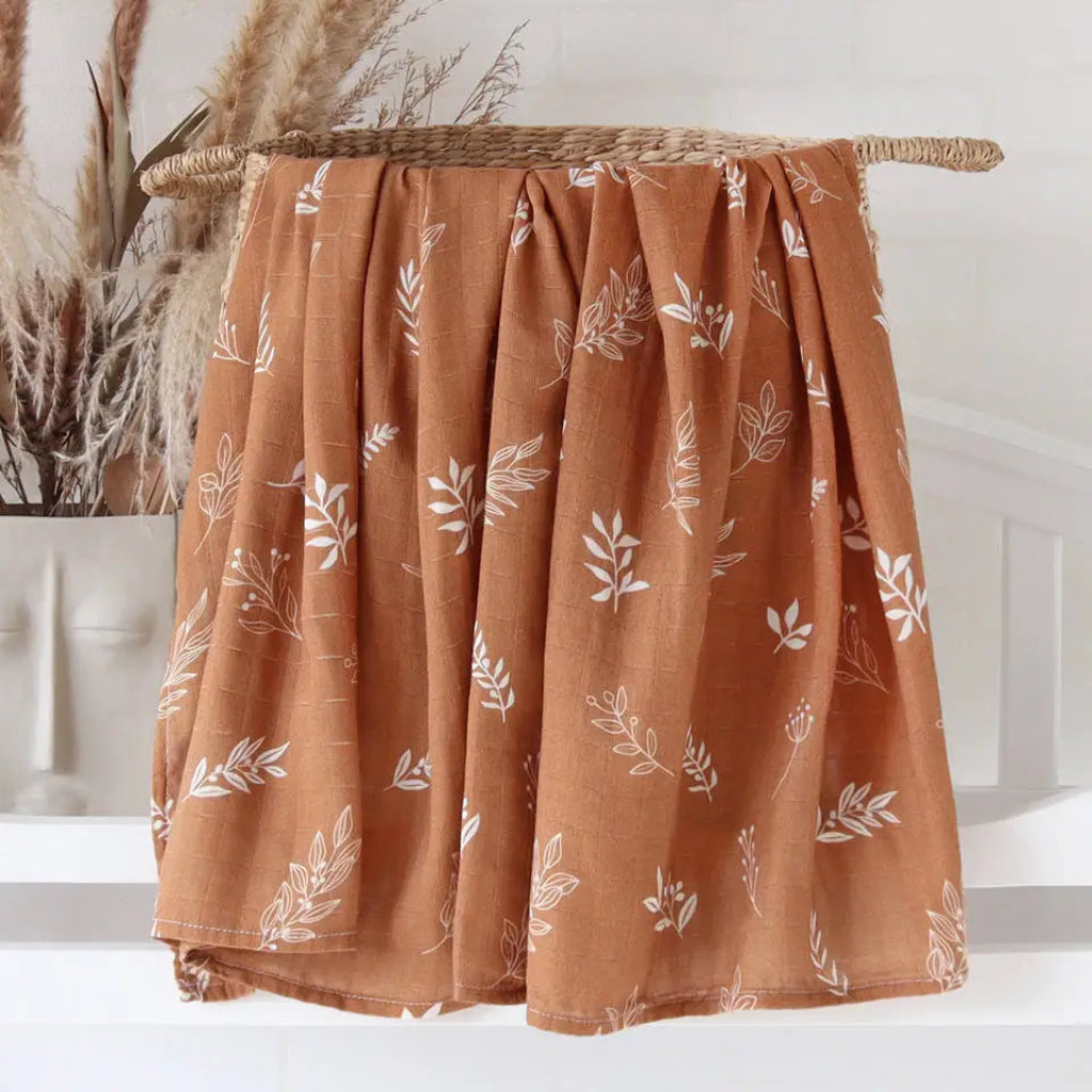 Lange bébé Couverture emmaillotage Marron à feuille