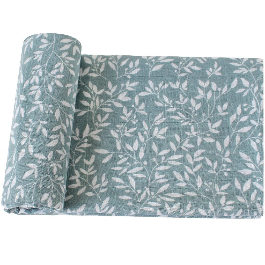 Maxi Lange bébé 120x120cm Modèle vert à fleurs