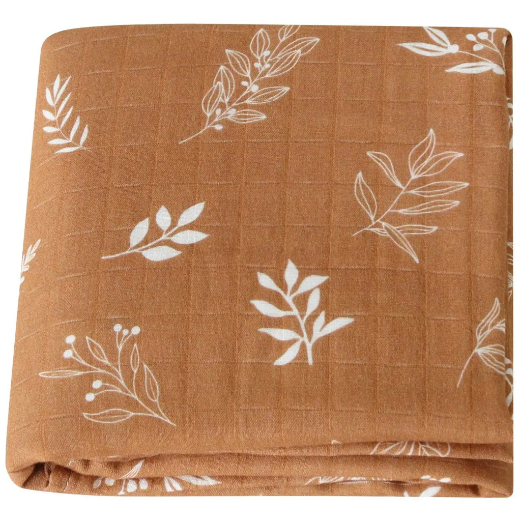 Maxi Lange bébé 120x120cm Modèle marron et fleurs