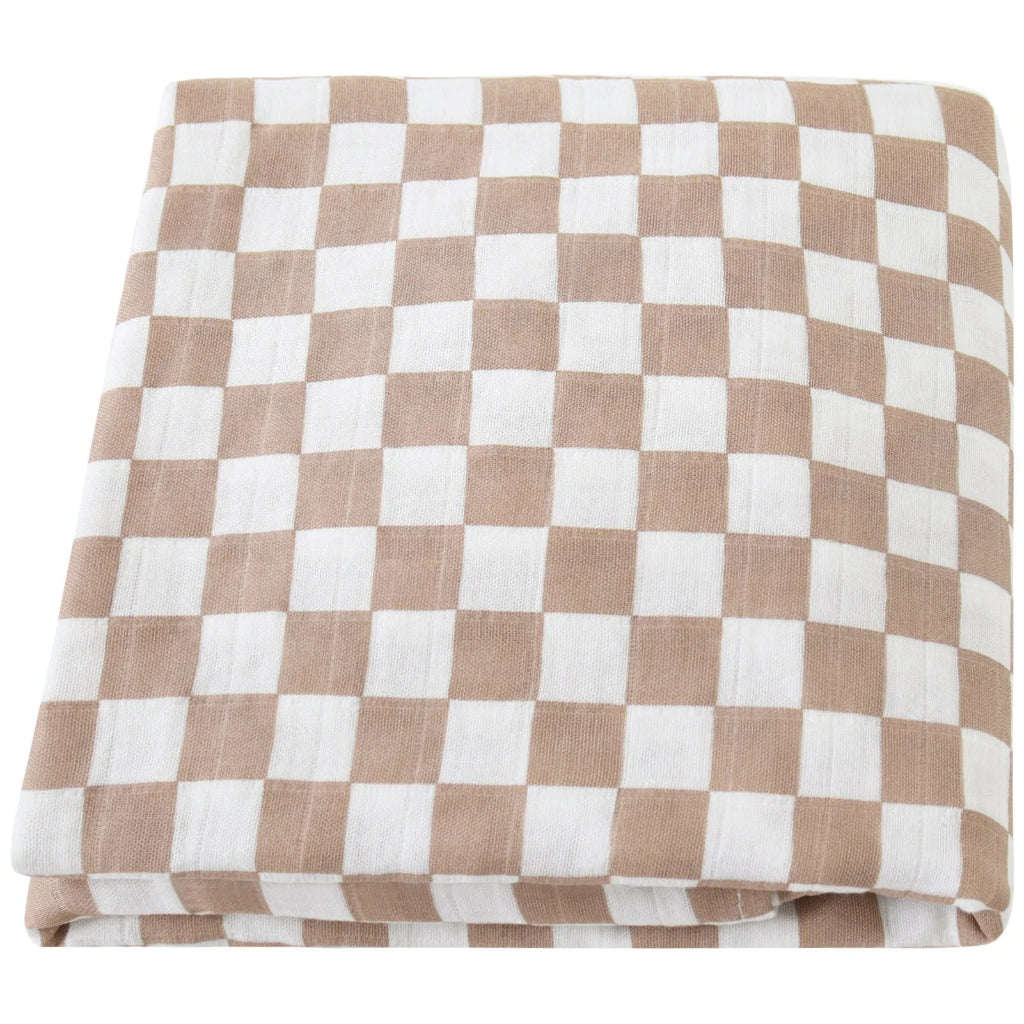 Maxi Lange bébé 120x120cm Modèle damier marron