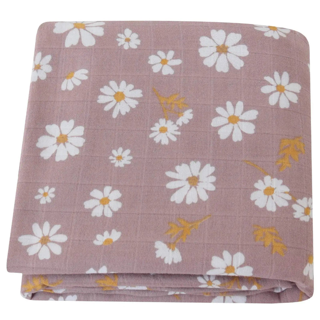 Maxi Lange bébé 120x120cm Modèle marron à fleurs