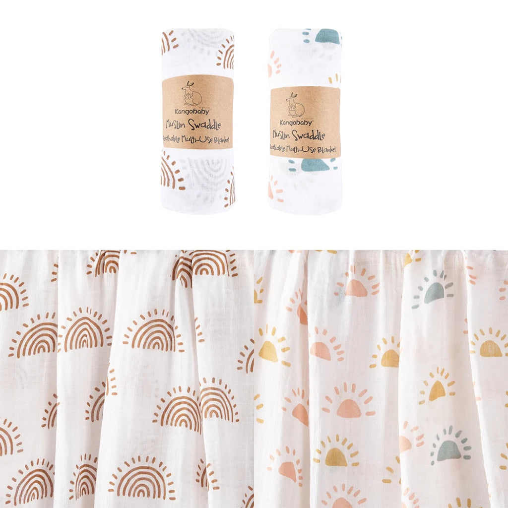 Lot de 2 Maxi Langes bébé Arc en ciel Soleil