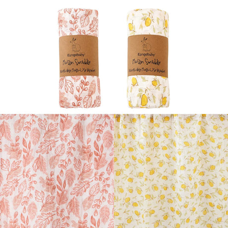 Lot de 2 Maxi Langes bébé  Fleurs et Citron