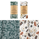 Lot de 2 Maxi Langes bébé Fleuri Feuille vert et marron