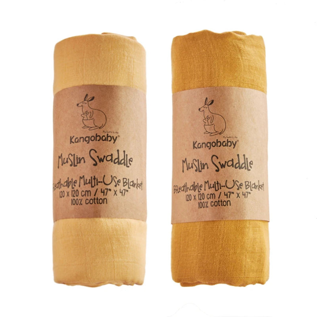 Lot de 2 Maxi Langes bébé Uni teinte Moutarde
