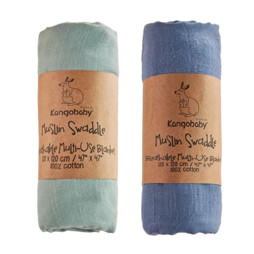 Lot de 2 Maxi Langes bébé  Uni teinte Bleu