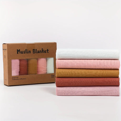 Lot de 5 langes bébé bavoir gaze de coton  Modèle Rose