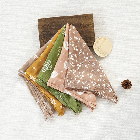 Lot de 5 langes bébé bavoir 60x60cm serviette gaze de coton