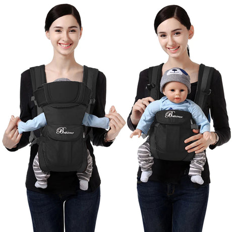 Porte bebe physiologique compacte et léger Noir 2 positions
