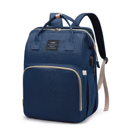 Sac a dos a langer avec lit d'appoint Bleu Denim