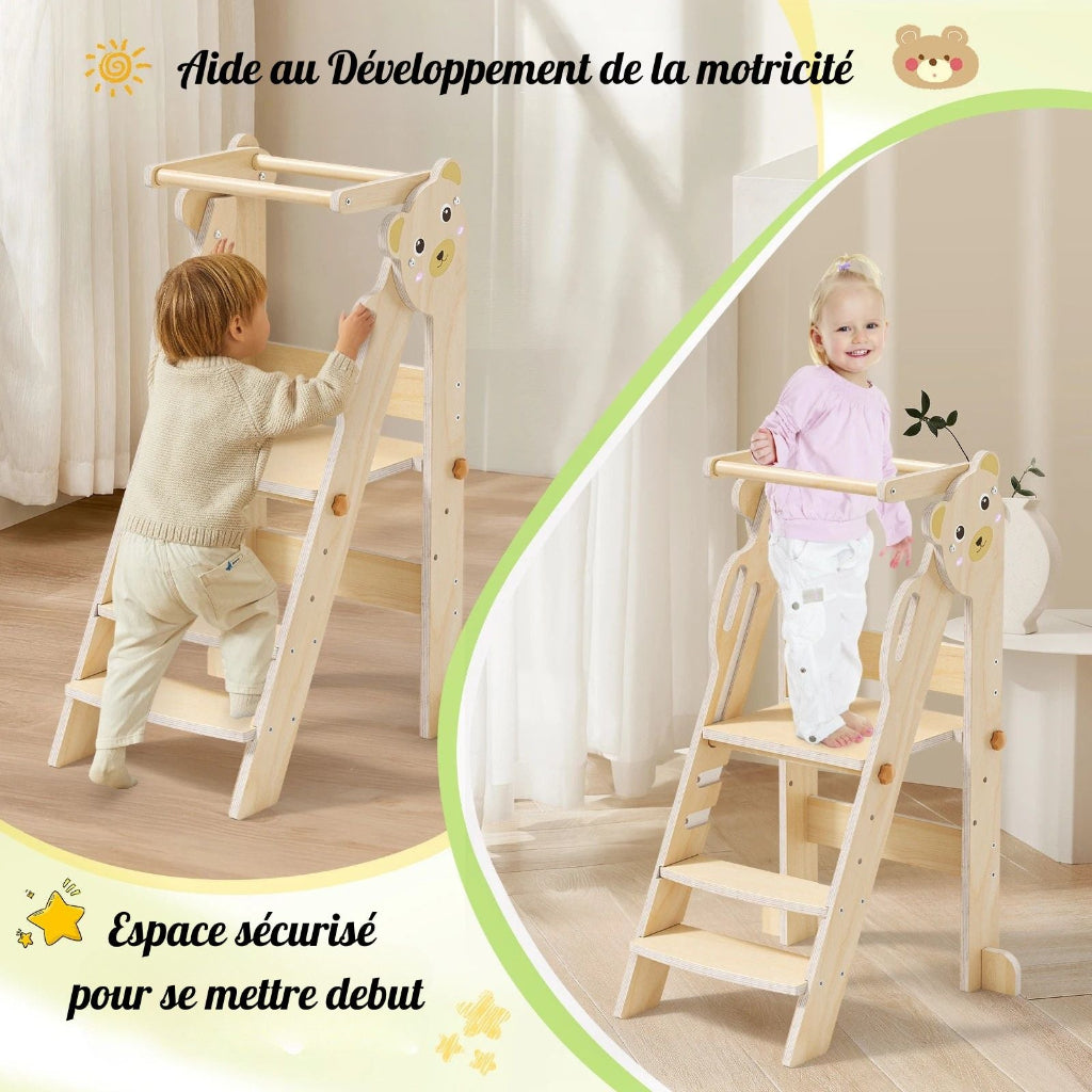 Enfant qui Grimpe sur la Tour Montessori pliable