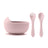 bol ventouse couverts bebe en silicone Rose