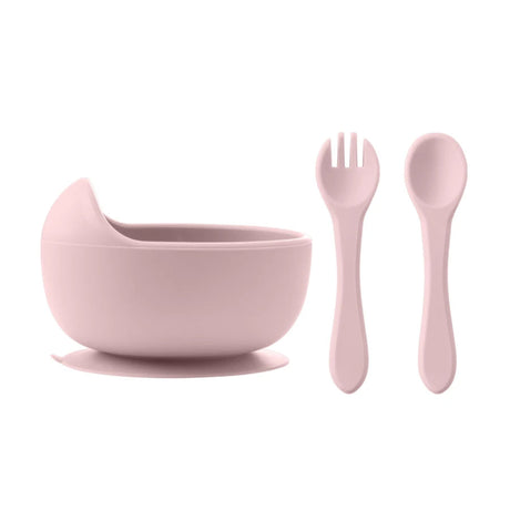 bol ventouse couverts bebe en silicone Rose