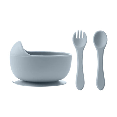 bol ventouse couverts bebe en silicone Bleu