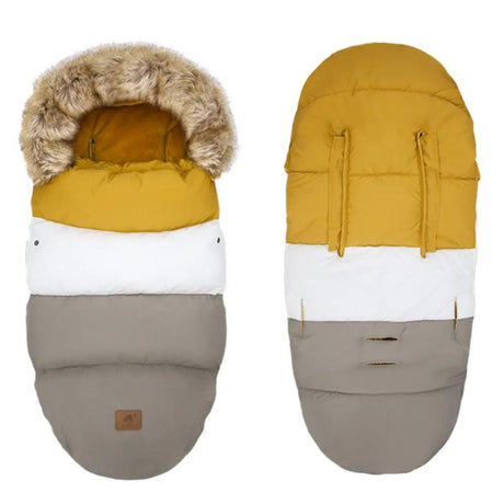 chancelière poussette bebe Couleur Moutarde Blanc et Gris