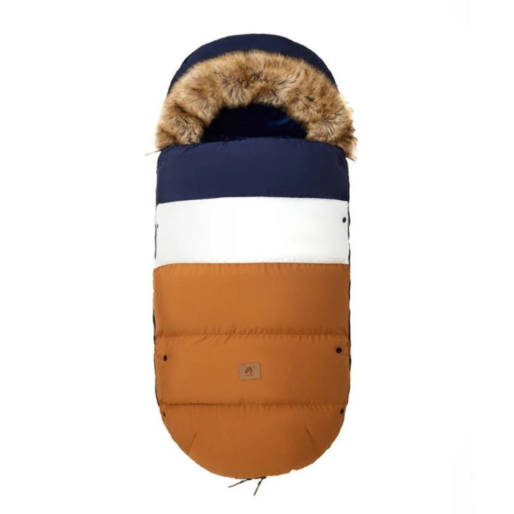 Chancelière poussette chaude hiver Bleu Blanc Marron
