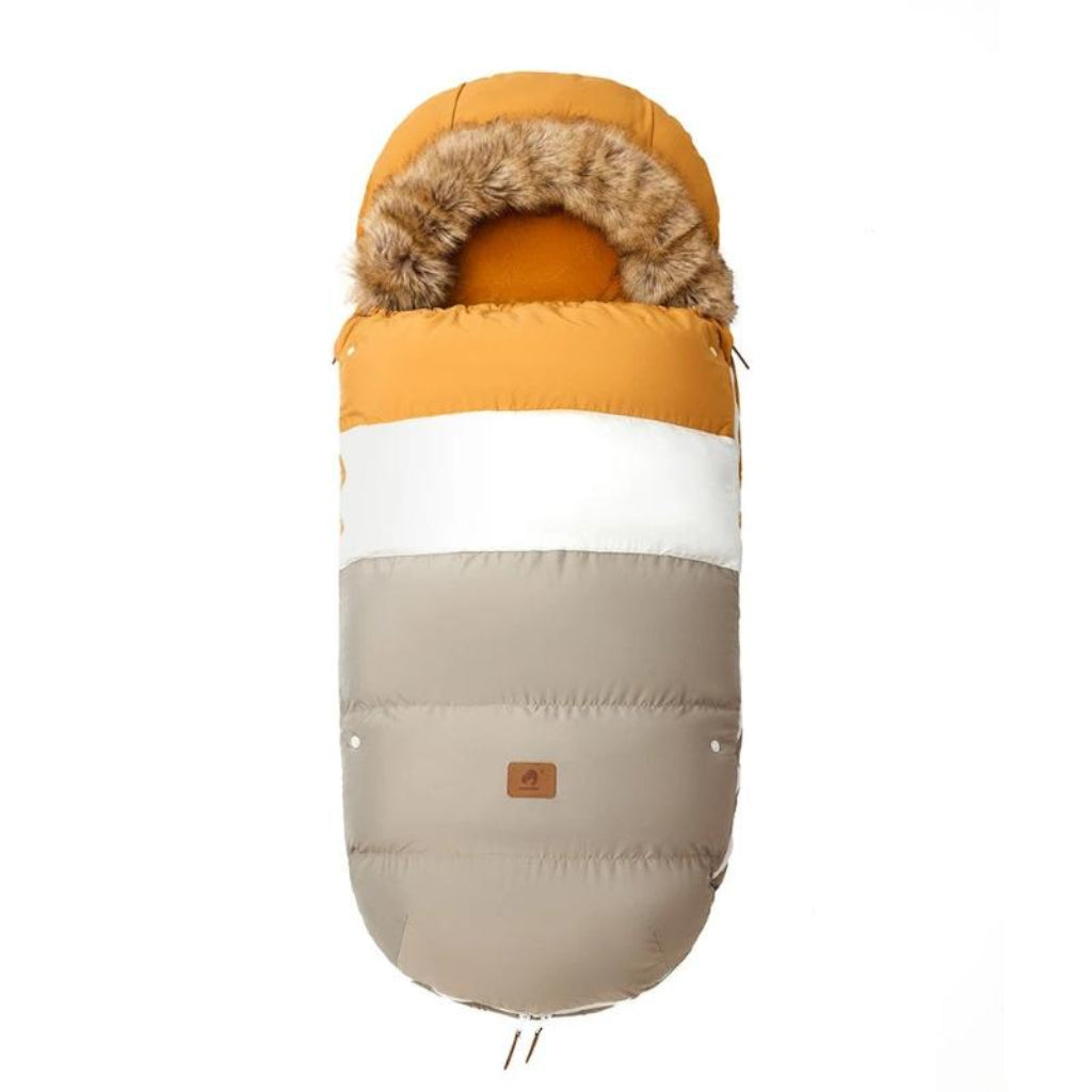 Chancelière poussette chaude hiver Jaune Blanc Gris