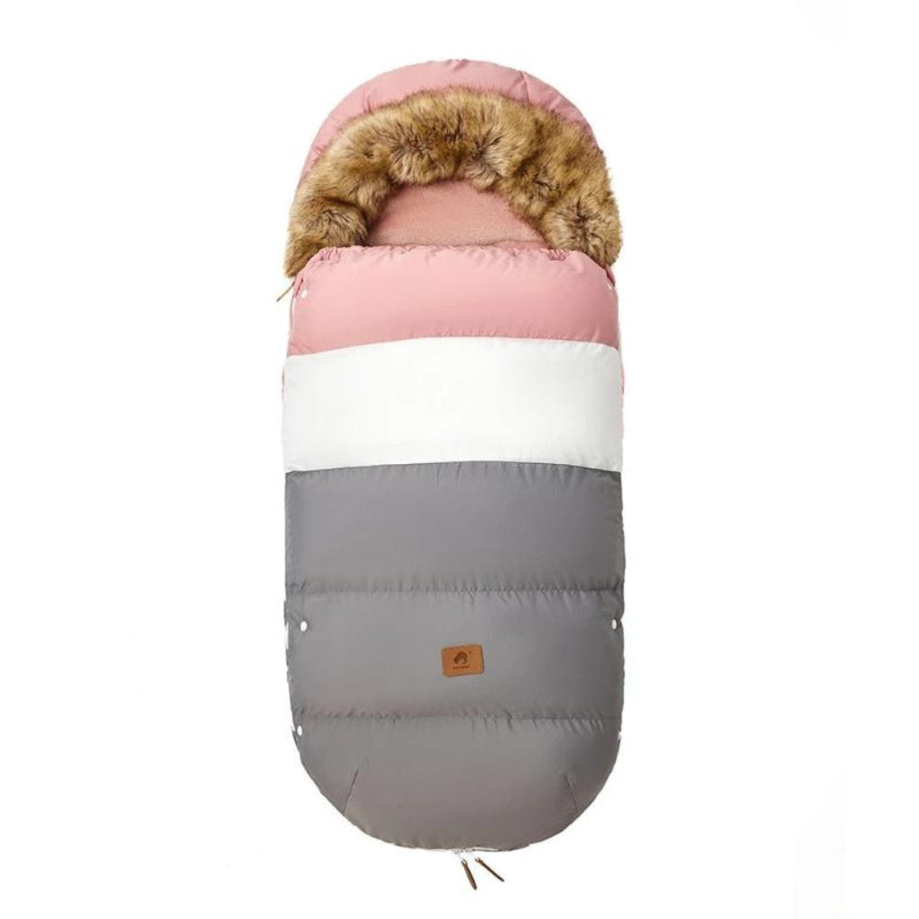 Chancelière poussette chaude pour hiver Rose Blanc gris